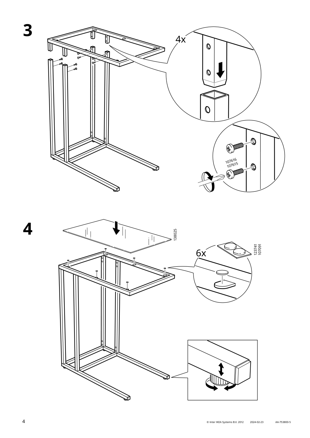 Assembly instructions for IKEA Vittsjoe laptop stand white glass | Page 4 - IKEA VITTSJÖ laptop stand 903.034.46