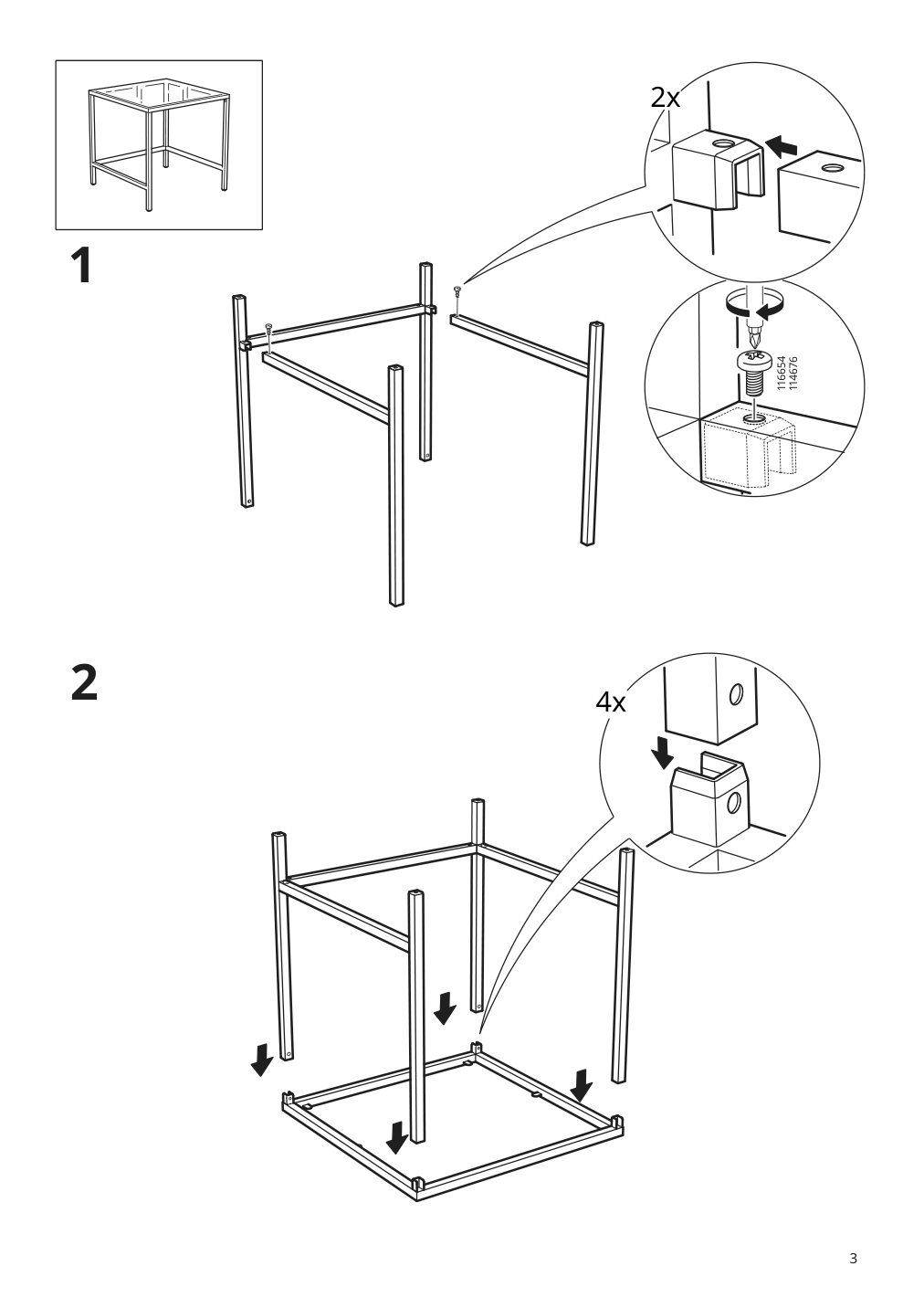 Assembly instructions for IKEA Vittsjoe nesting tables set of 2 black brown glass | Page 3 - IKEA VITTSJÖ nesting tables, set of 2 802.153.32