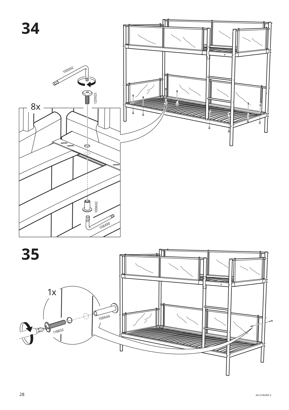 Assembly instructions for IKEA Vitval bunk bed frame white light gray | Page 28 - IKEA VITVAL bunk bed frame 804.112.72