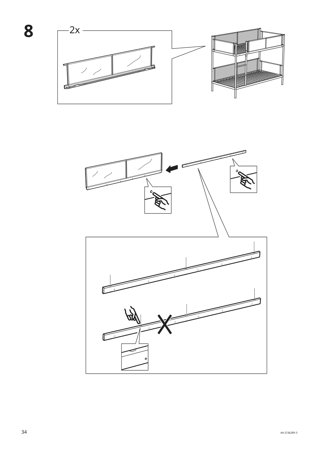 Assembly instructions for IKEA Vitval bunk bed frame white light gray | Page 34 - IKEA VITVAL bunk bed frame 804.112.72