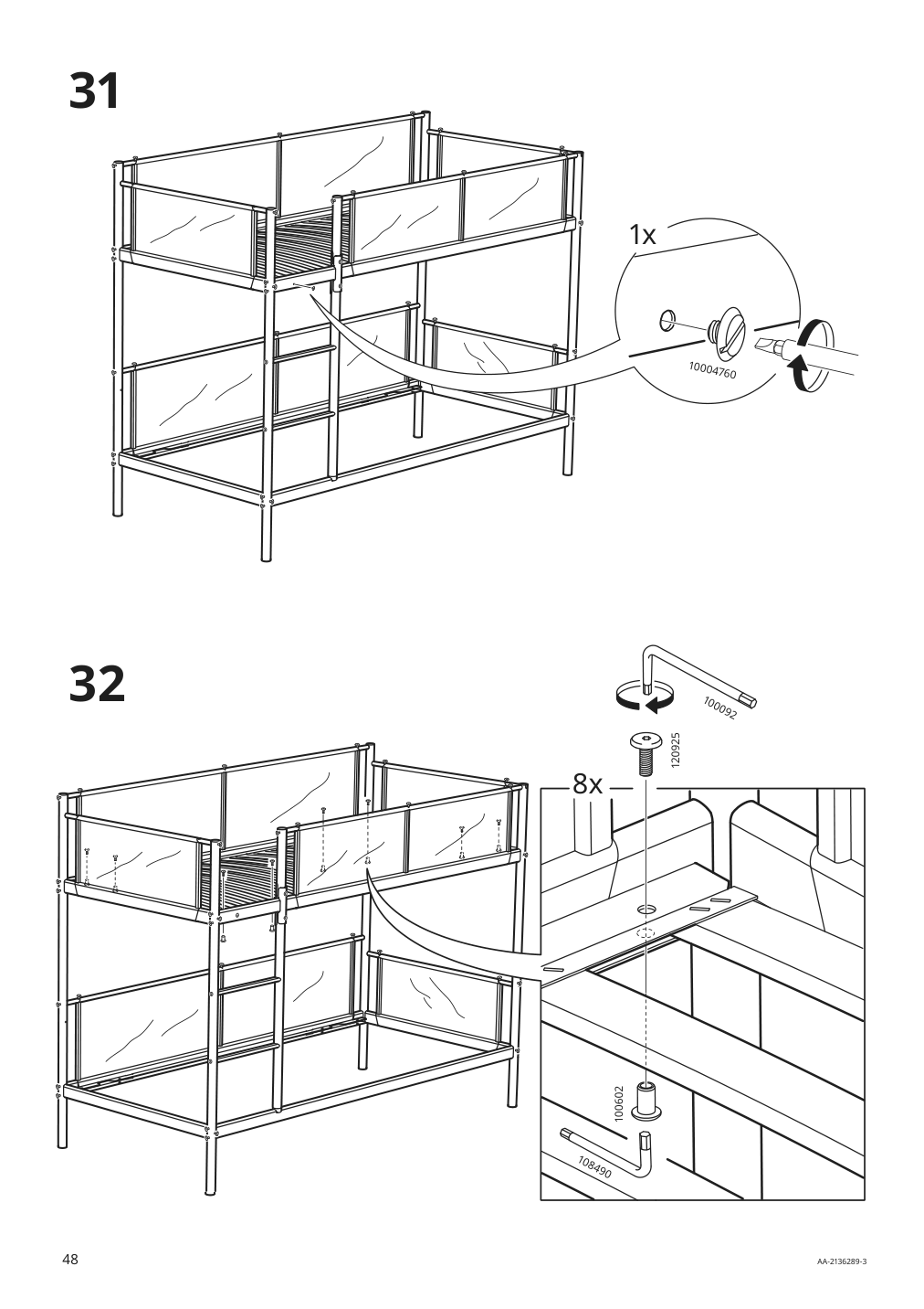 Assembly instructions for IKEA Vitval bunk bed frame white light gray | Page 48 - IKEA VITVAL bunk bed frame 804.112.72