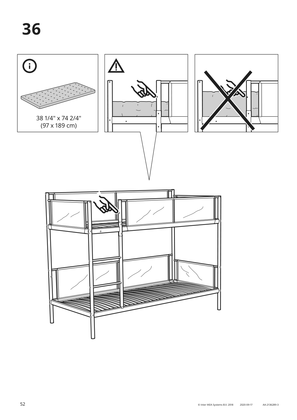 Assembly instructions for IKEA Vitval bunk bed frame white light gray | Page 52 - IKEA VITVAL bunk bed frame 804.112.72