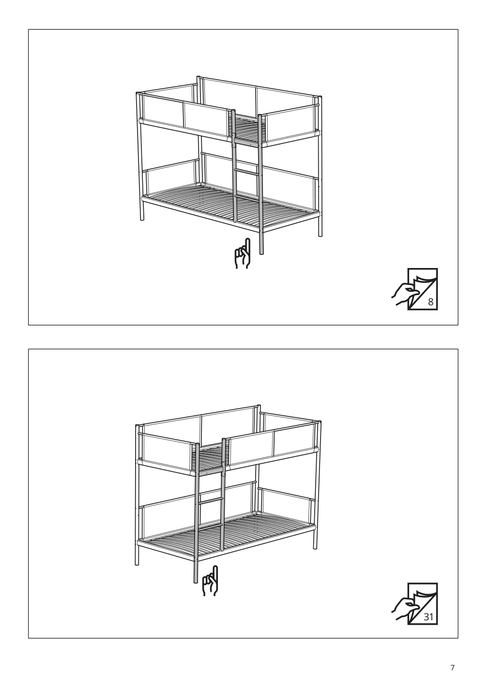 Assembly instructions for IKEA Vitval bunk bed frame white light gray | Page 7 - IKEA VITVAL bunk bed frame 804.112.72