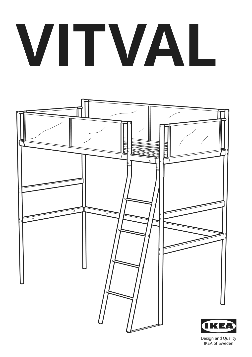 Assembly instructions for IKEA Vitval loft bed frame white light gray | Page 1 - IKEA VITVAL loft bed frame 104.112.42