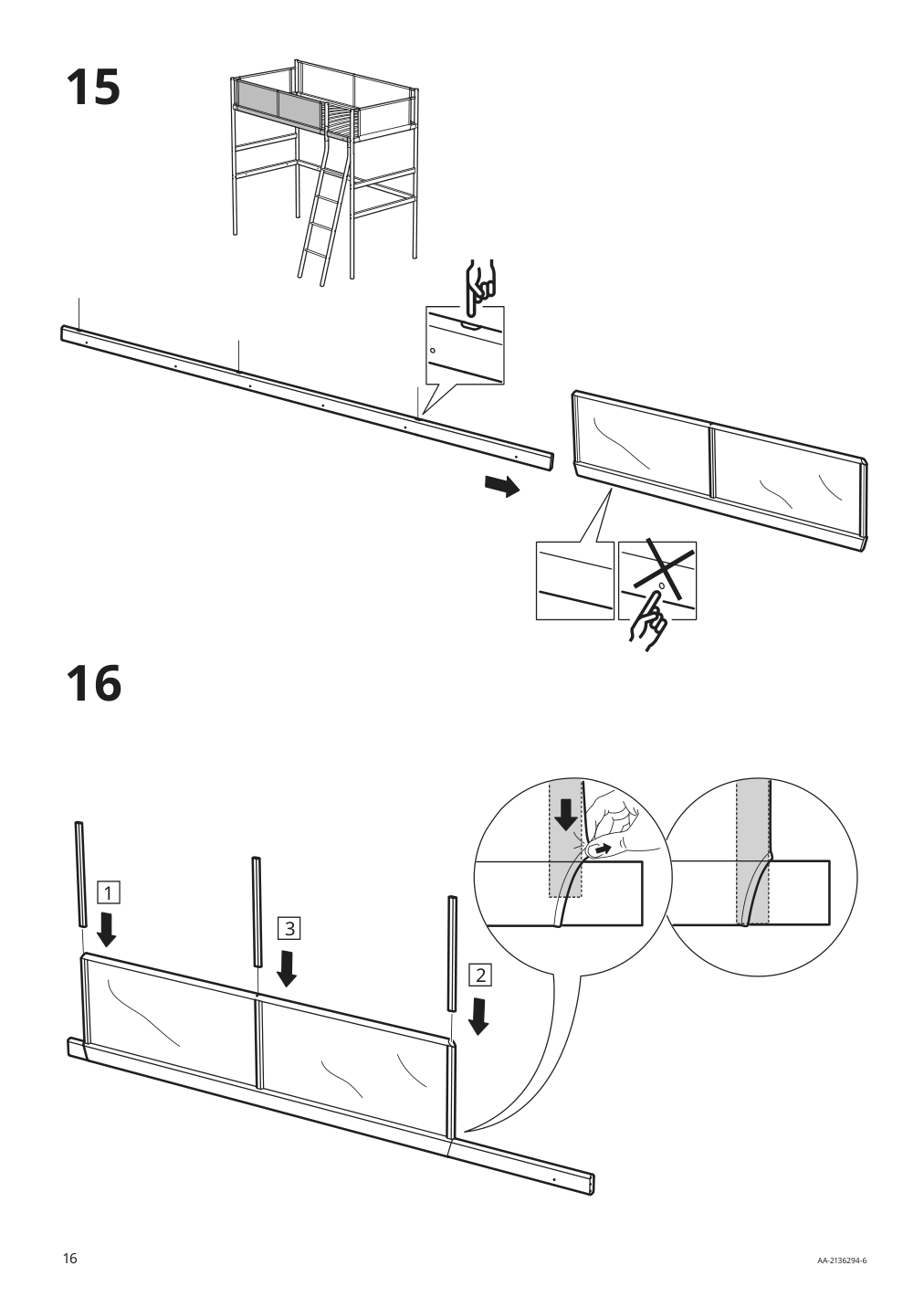 Assembly instructions for IKEA Vitval loft bed frame white light gray | Page 16 - IKEA VITVAL loft bed frame 104.112.42