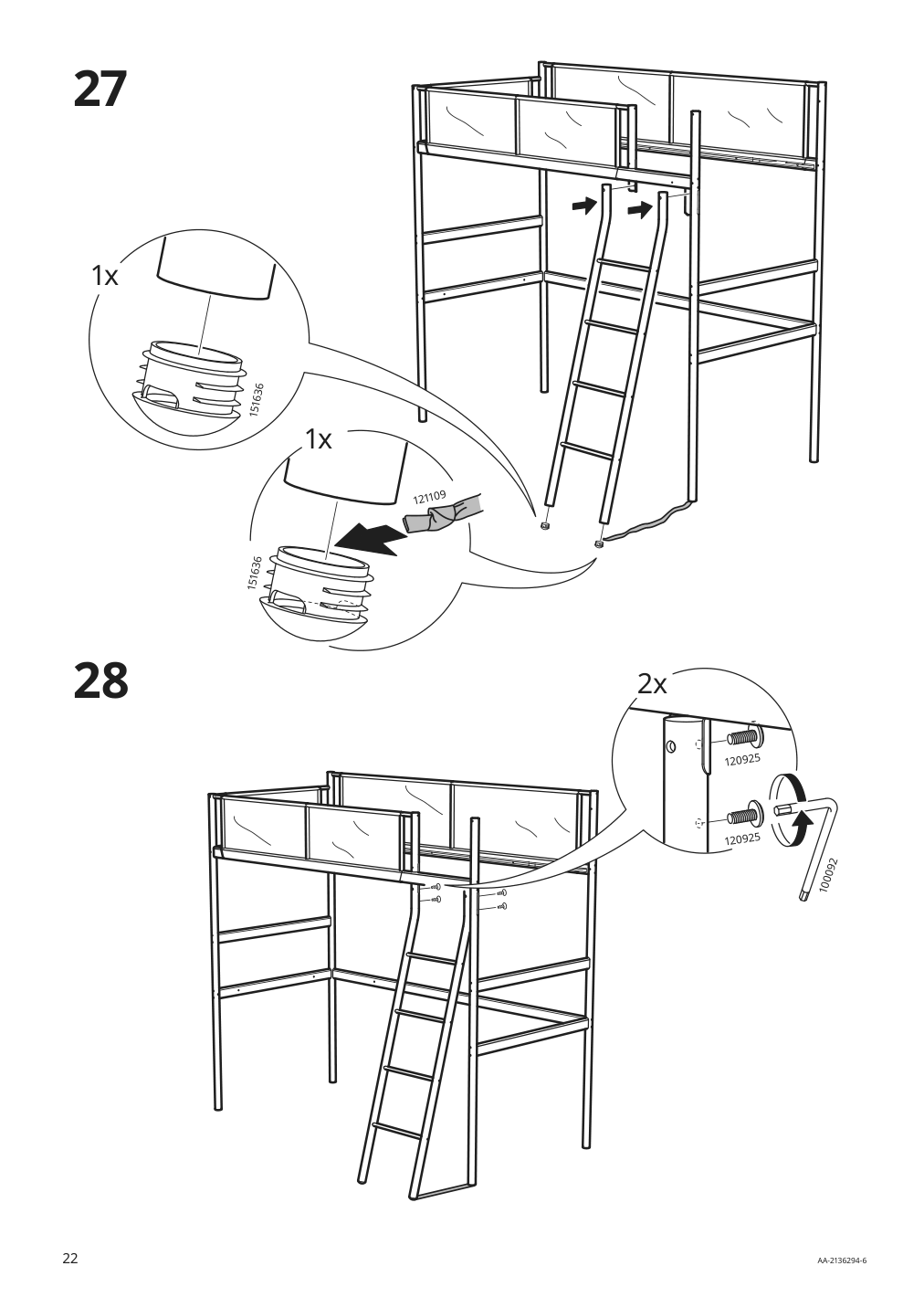 Assembly instructions for IKEA Vitval loft bed frame white light gray | Page 22 - IKEA VITVAL loft bed frame 104.112.42