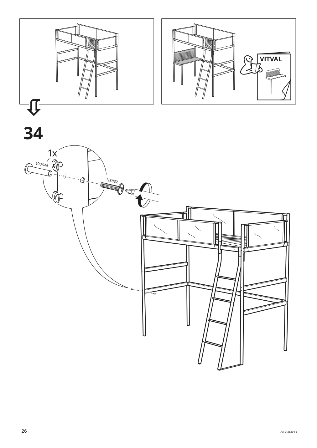 Assembly instructions for IKEA Vitval loft bed frame white light gray | Page 26 - IKEA VITVAL loft bed frame 104.112.42