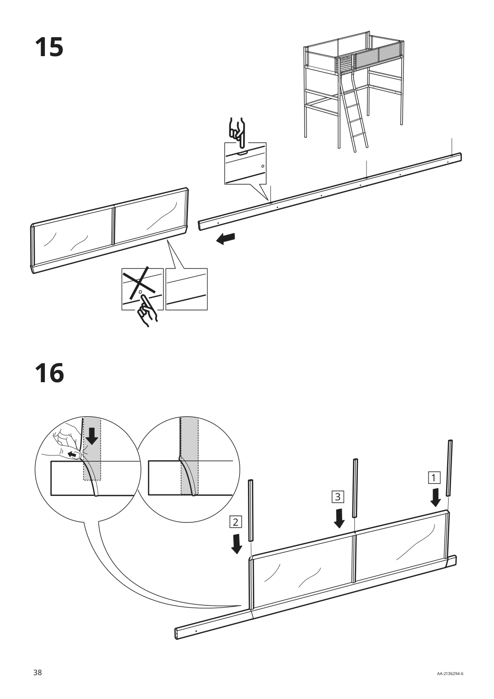 Assembly instructions for IKEA Vitval loft bed frame white light gray | Page 38 - IKEA VITVAL loft bed frame 104.112.42