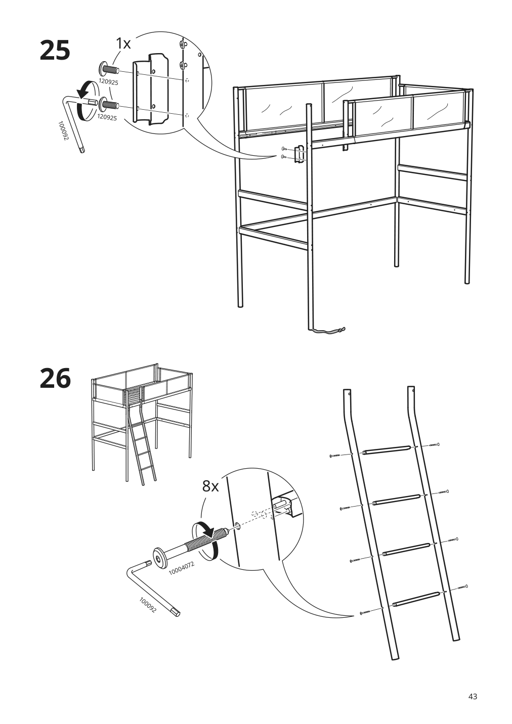 Assembly instructions for IKEA Vitval loft bed frame white light gray | Page 43 - IKEA VITVAL loft bed frame 104.112.42