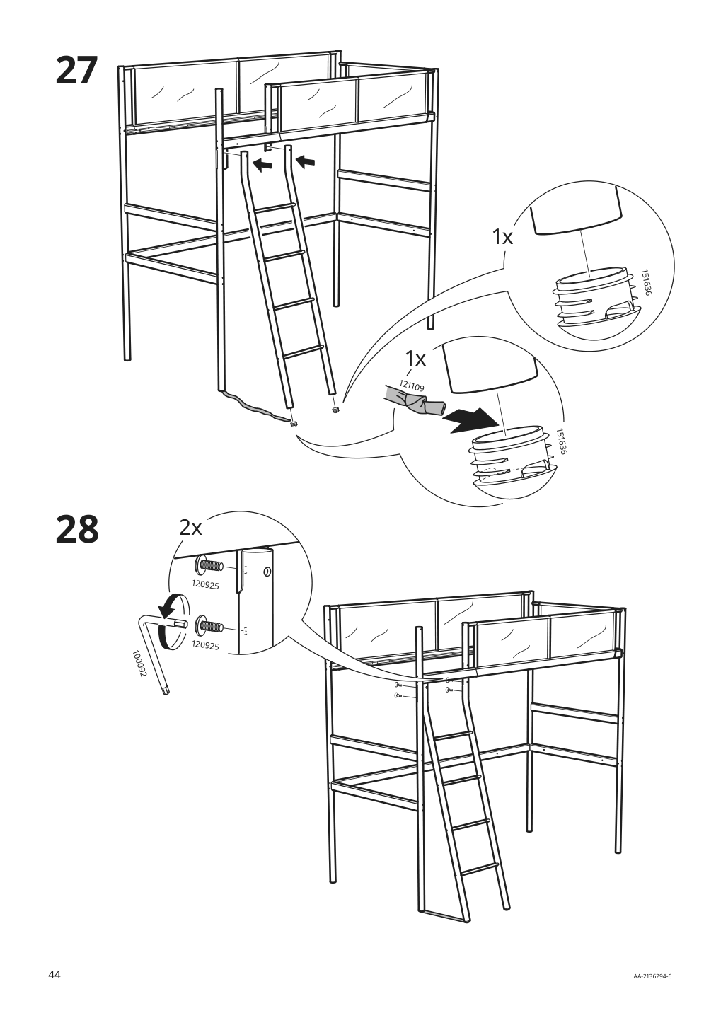 Assembly instructions for IKEA Vitval loft bed frame white light gray | Page 44 - IKEA VITVAL loft bed frame 104.112.42