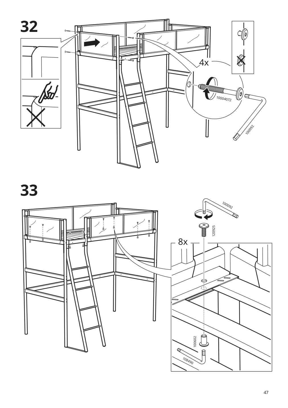 Assembly instructions for IKEA Vitval loft bed frame white light gray | Page 47 - IKEA VITVAL loft bed frame 104.112.42