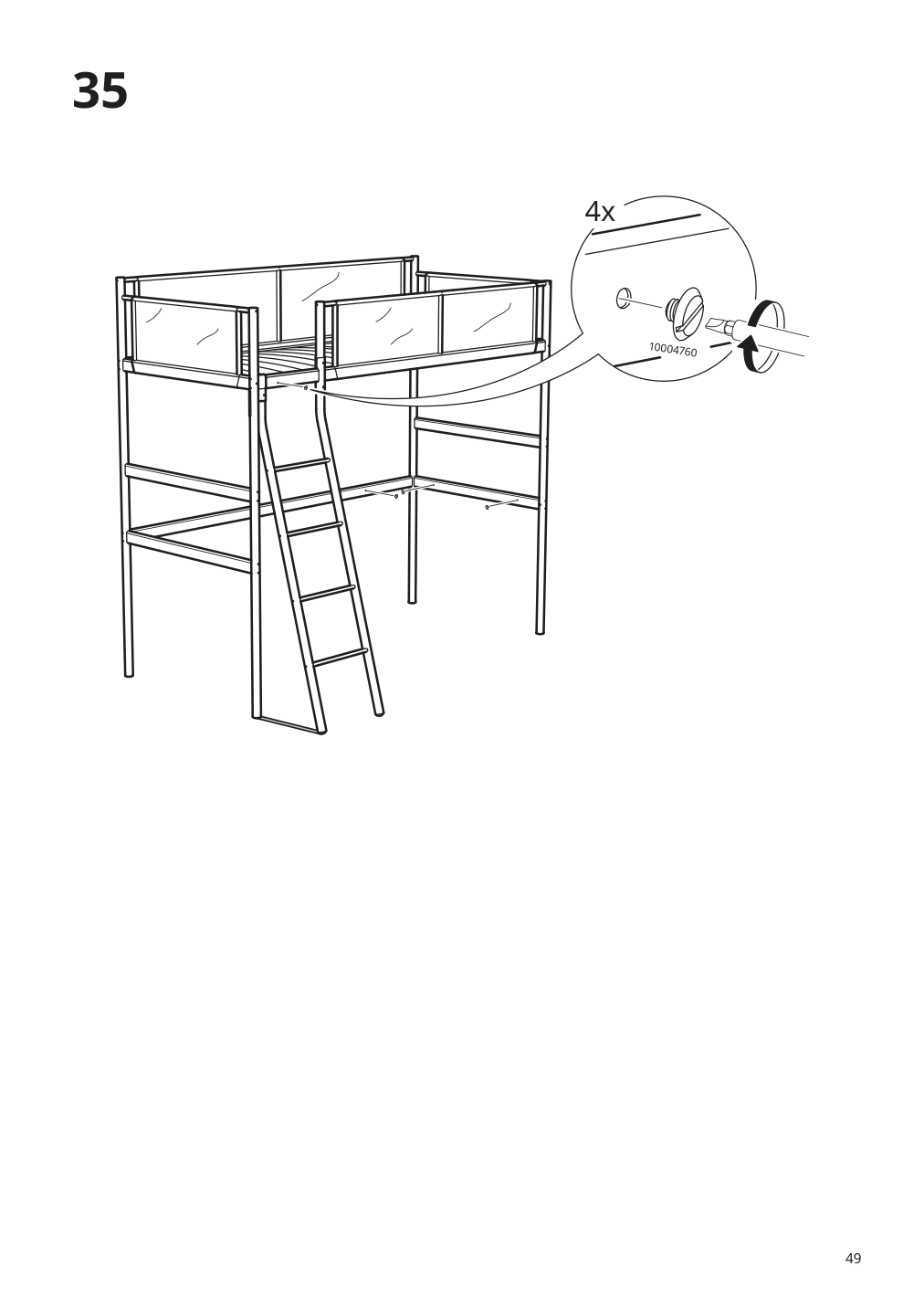 Assembly instructions for IKEA Vitval loft bed frame white light gray | Page 49 - IKEA VITVAL loft bed frame 104.112.42