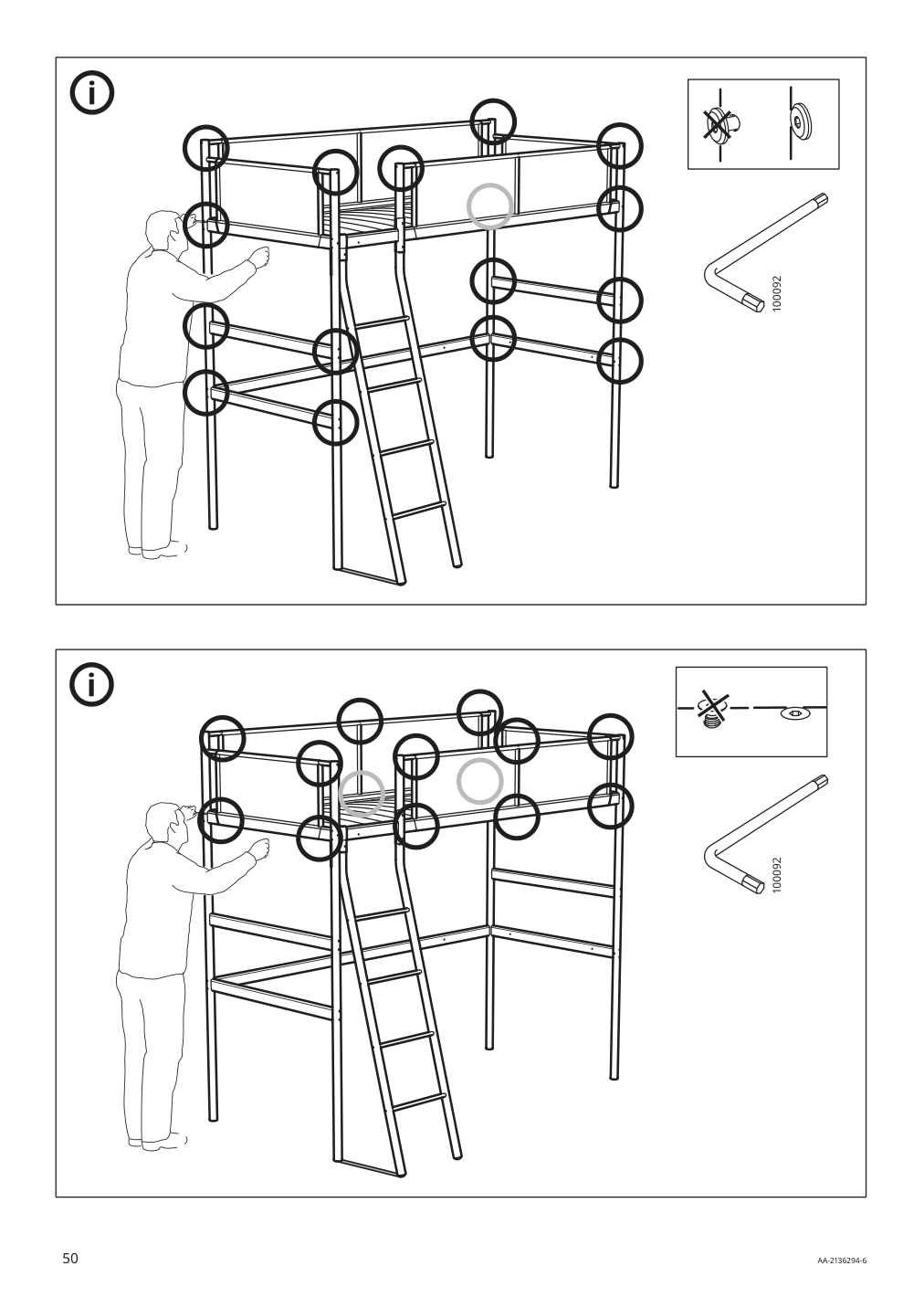 Assembly instructions for IKEA Vitval loft bed frame white light gray | Page 50 - IKEA VITVAL loft bed frame 104.112.42