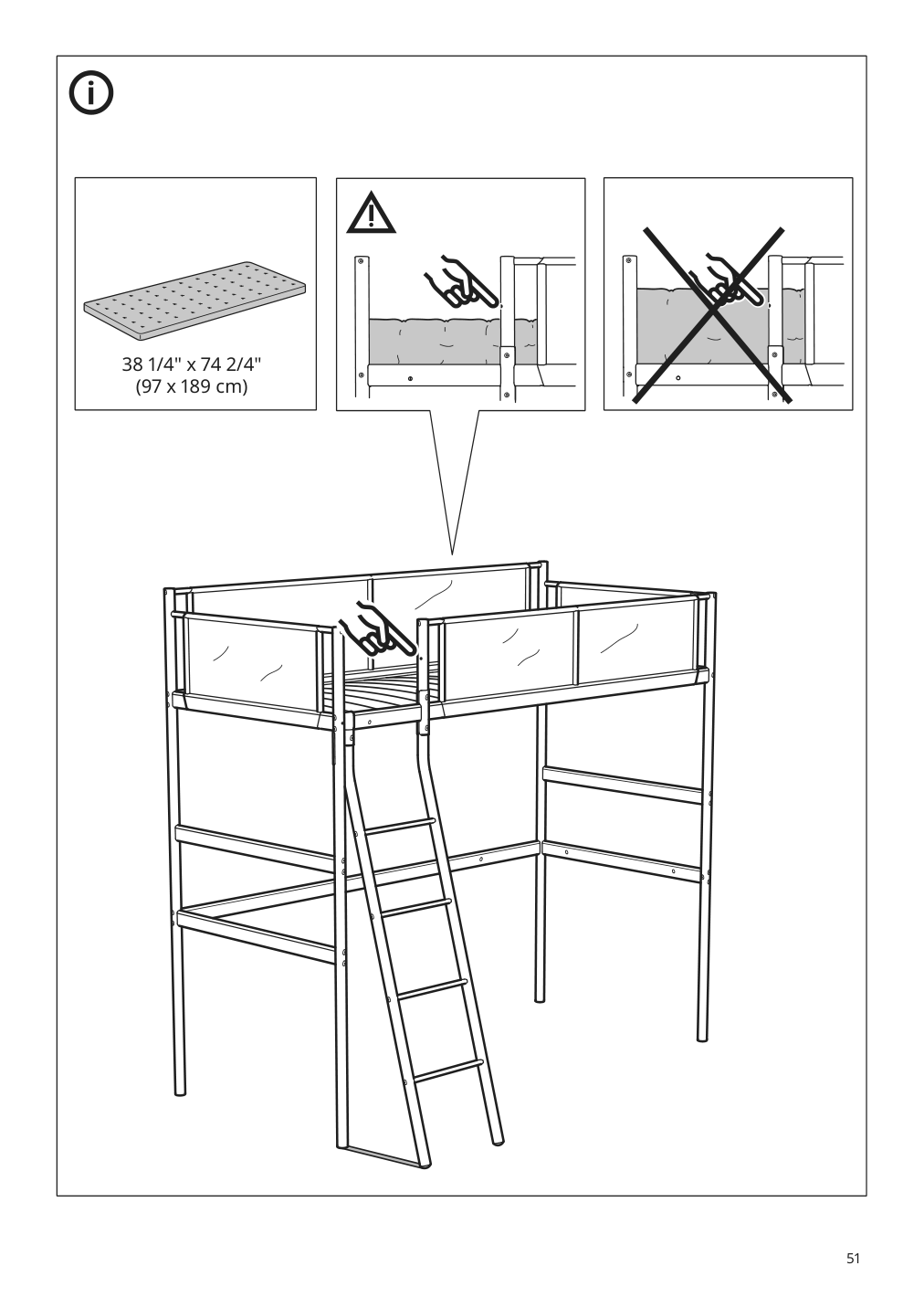 Assembly instructions for IKEA Vitval loft bed frame white light gray | Page 51 - IKEA VITVAL loft bed frame 104.112.42