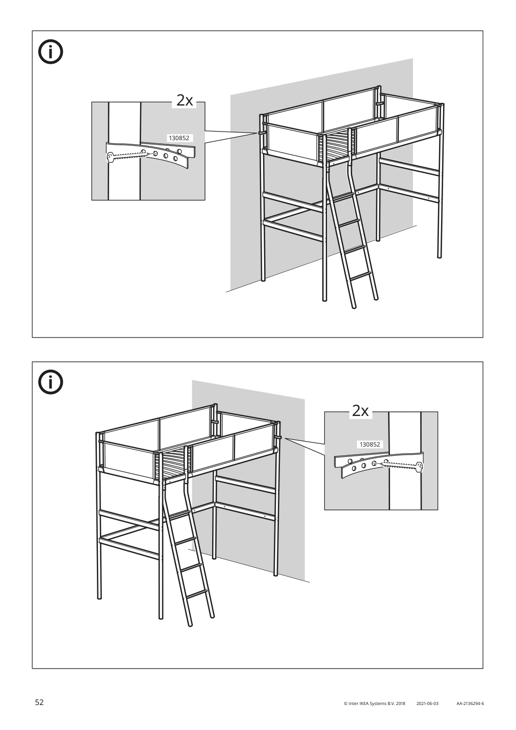 Assembly instructions for IKEA Vitval loft bed frame white light gray | Page 52 - IKEA VITVAL loft bed frame 104.112.42