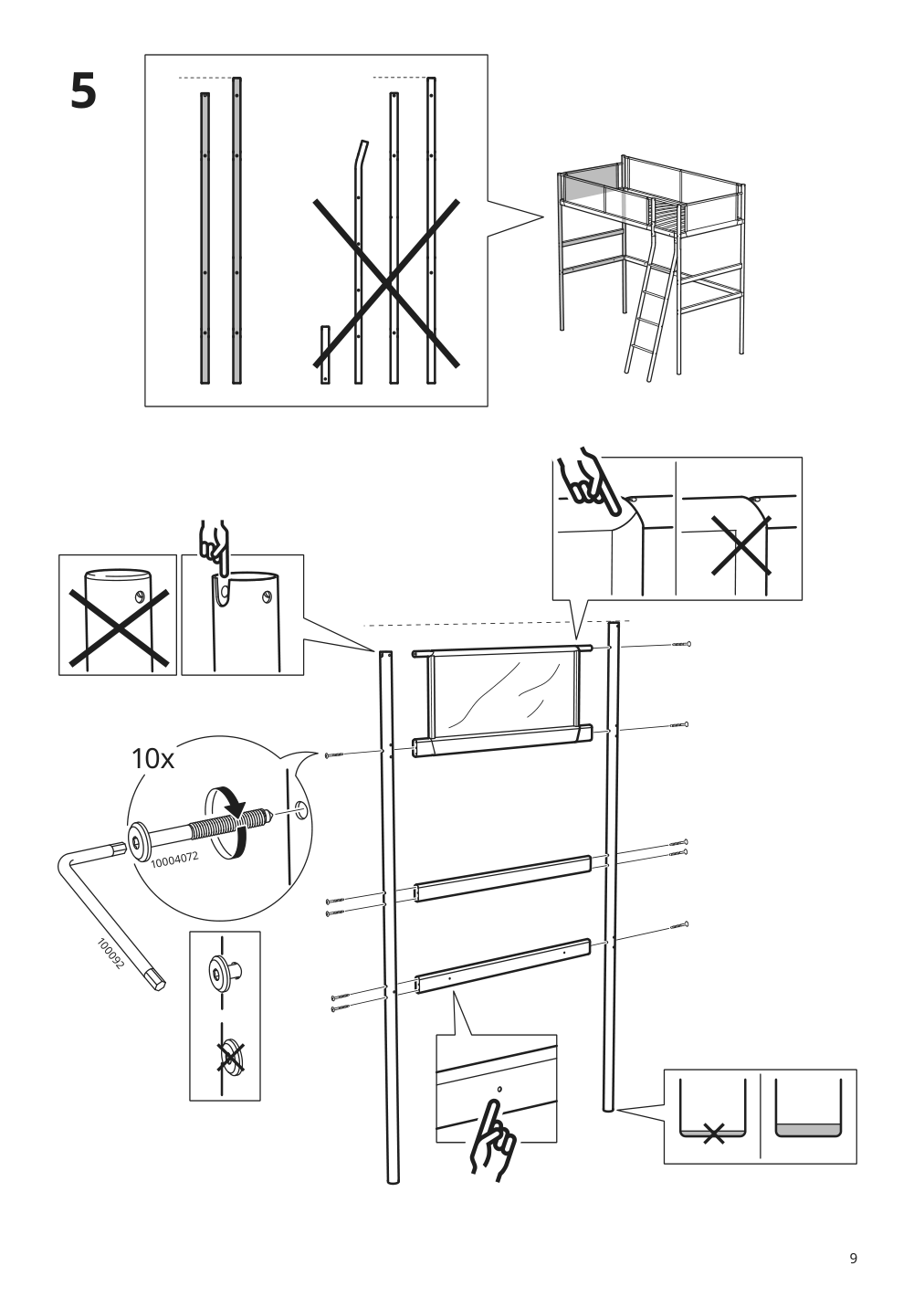 Assembly instructions for IKEA Vitval loft bed frame white light gray | Page 9 - IKEA VITVAL loft bed frame 104.112.42