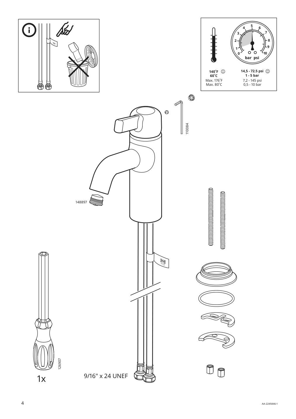 Assembly instructions for IKEA Voxnan bath faucet with strainer chrome plated | Page 4 - IKEA HEMNES / ODENSVIK bathroom furniture, set of 5 993.898.22