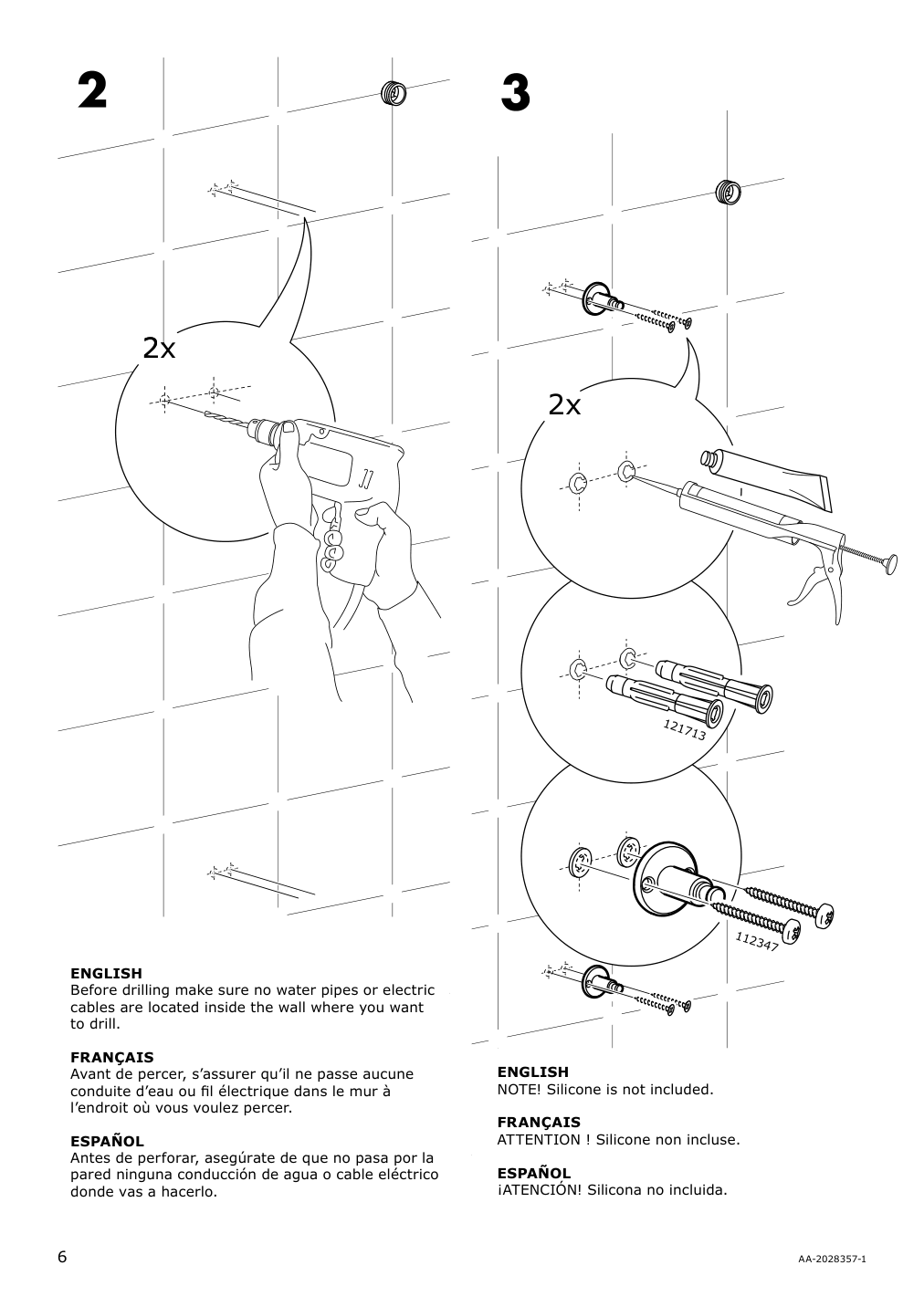 Assembly instructions for IKEA Voxnan riser rail with hand shower outlet chrome plated | Page 6 - IKEA VOXNAN riser rail with hand shower/outlet 603.426.23