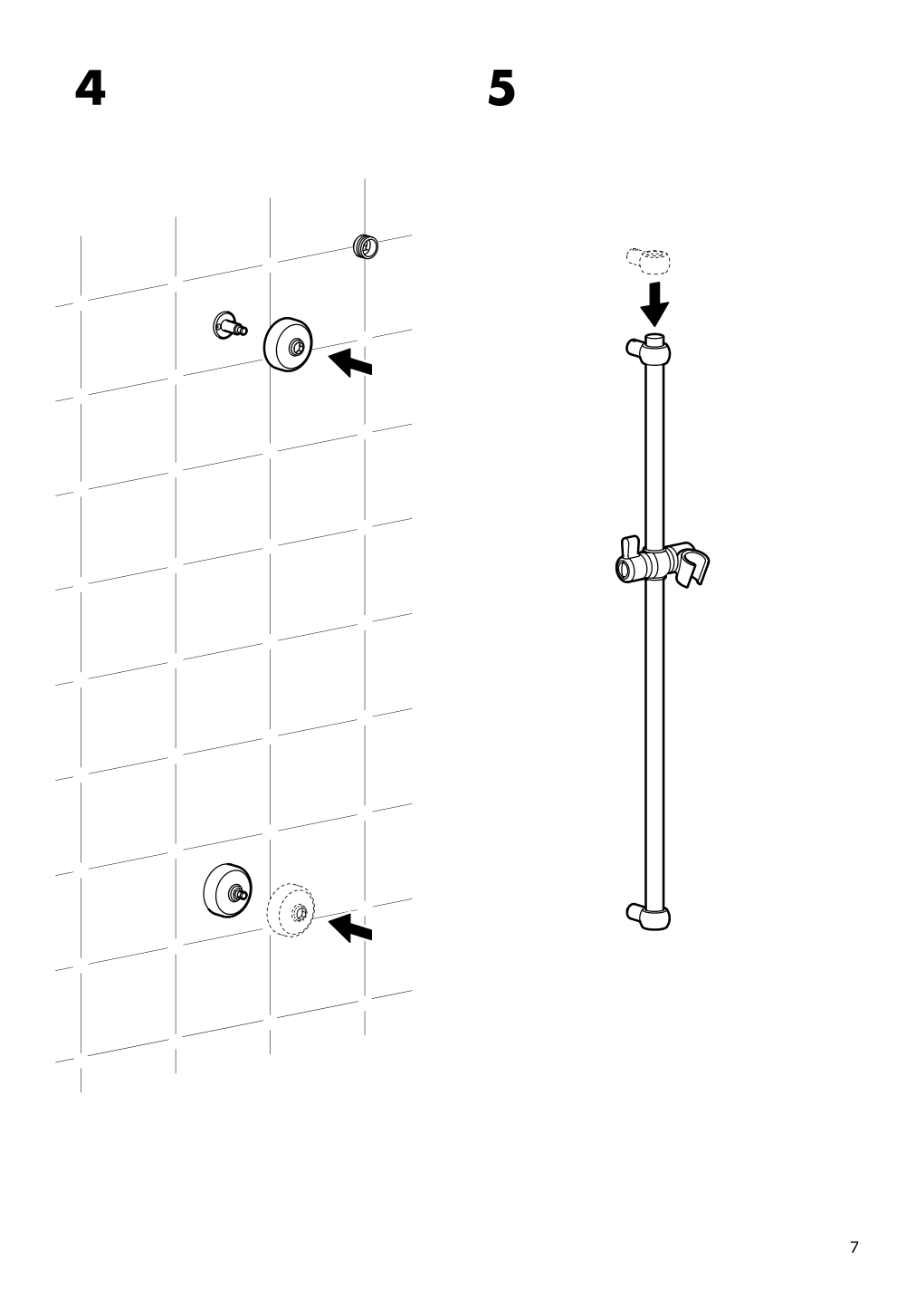 Assembly instructions for IKEA Voxnan riser rail with hand shower outlet chrome plated | Page 7 - IKEA VOXNAN riser rail with hand shower/outlet 603.426.23