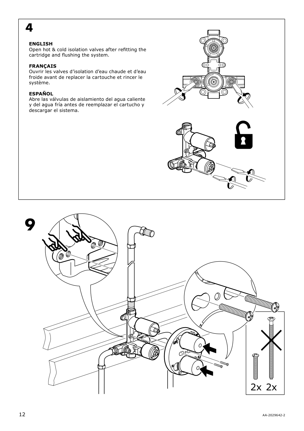 Assembly instructions for IKEA Voxnan showerhead with thermostatic faucet chrome plated | Page 12 - IKEA VOXNAN showerhead with thermostatic faucet 803.426.22