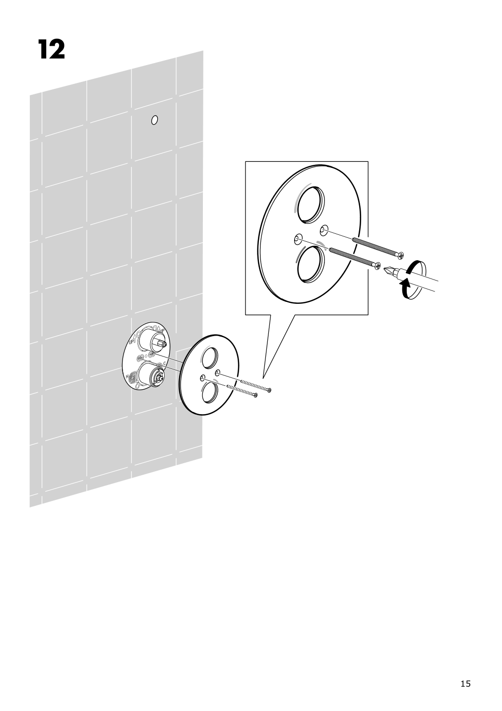 Assembly instructions for IKEA Voxnan showerhead with thermostatic faucet chrome plated | Page 15 - IKEA VOXNAN showerhead with thermostatic faucet 803.426.22