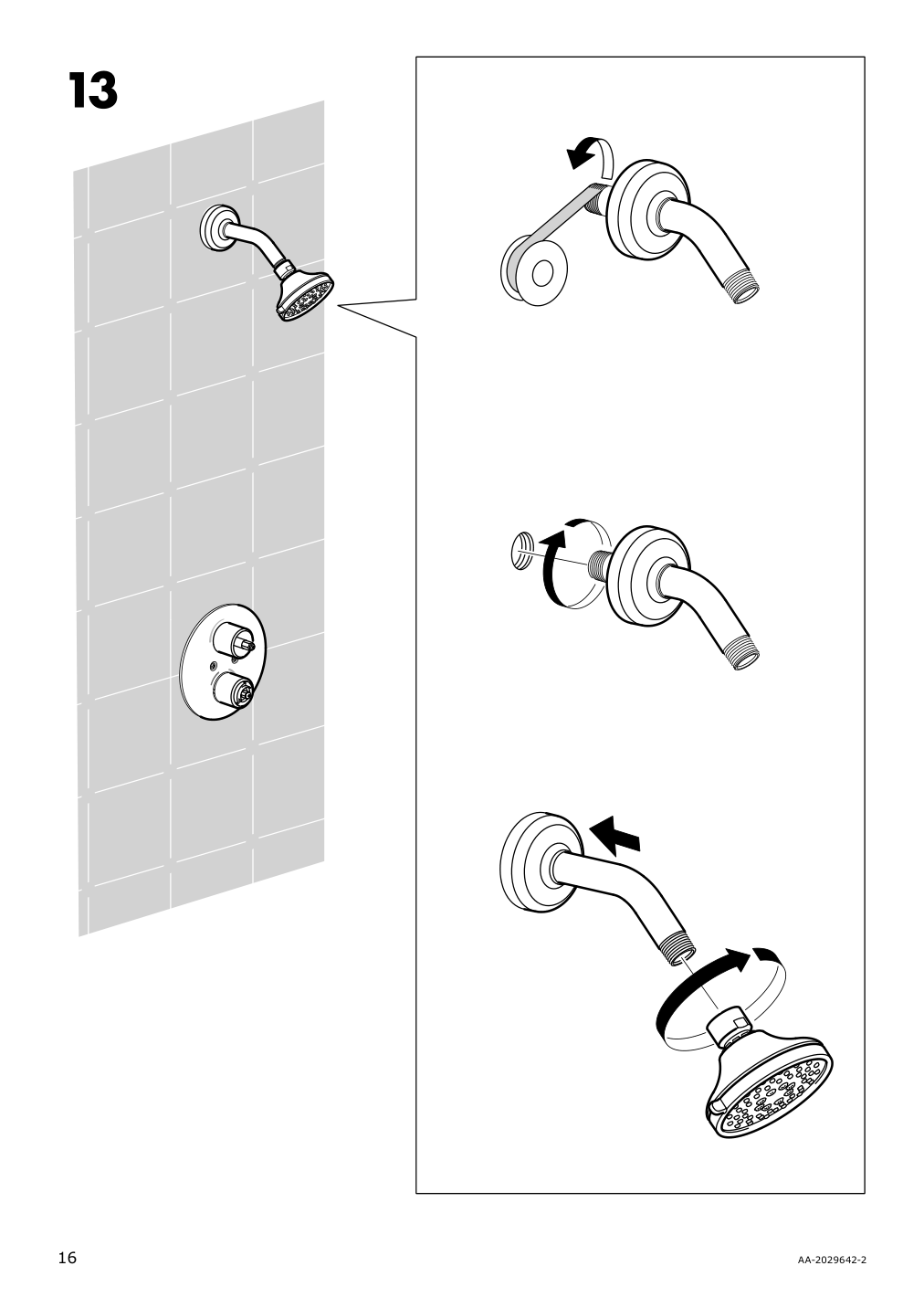 Assembly instructions for IKEA Voxnan showerhead with thermostatic faucet chrome plated | Page 16 - IKEA VOXNAN showerhead with thermostatic faucet 803.426.22