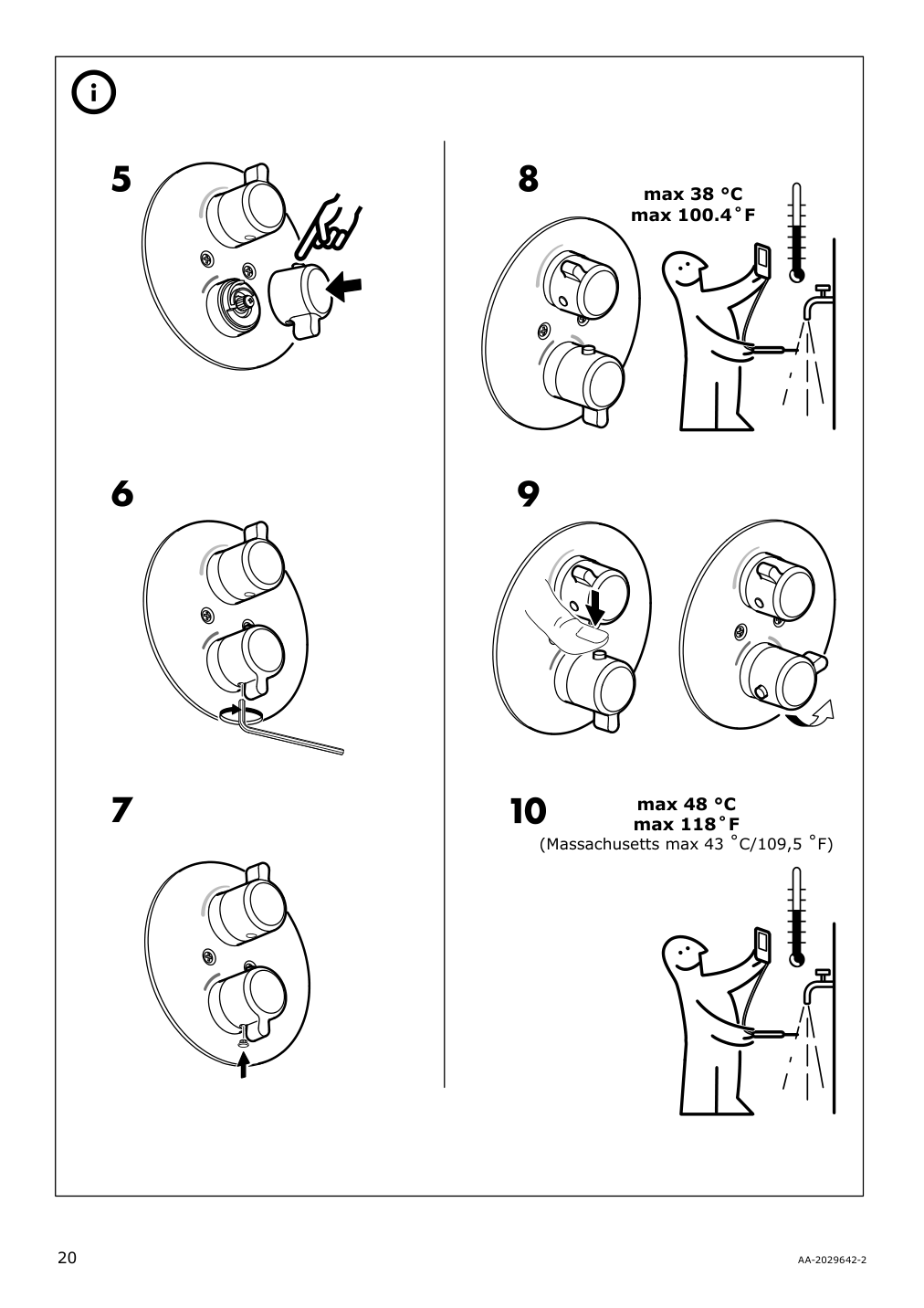 Assembly instructions for IKEA Voxnan showerhead with thermostatic faucet chrome plated | Page 20 - IKEA VOXNAN showerhead with thermostatic faucet 803.426.22