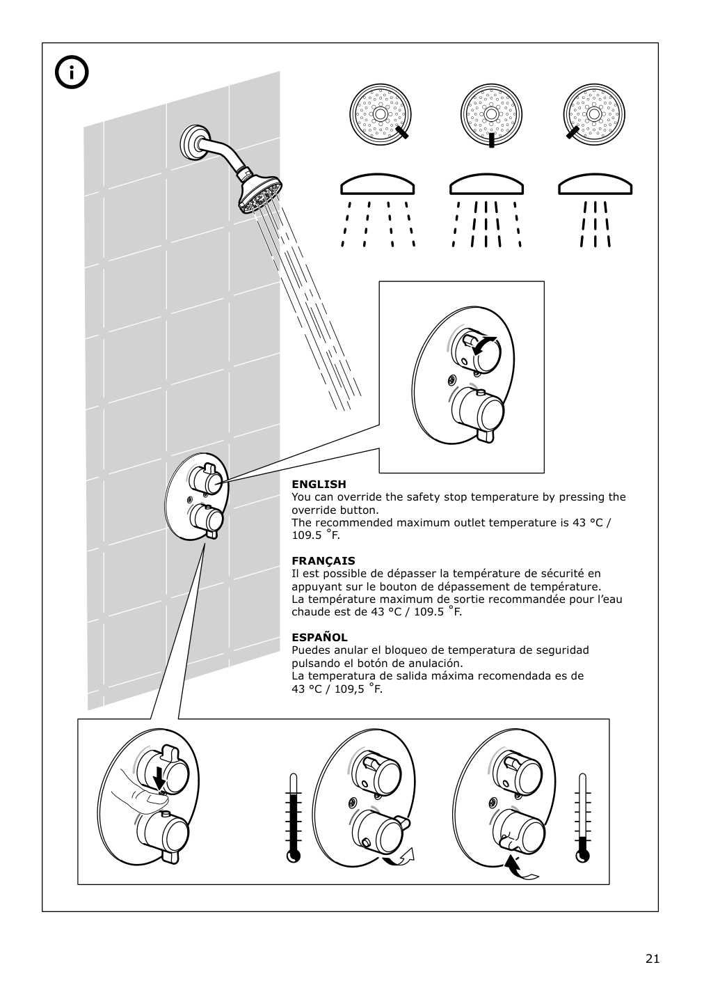 Assembly instructions for IKEA Voxnan showerhead with thermostatic faucet chrome plated | Page 21 - IKEA VOXNAN showerhead with thermostatic faucet 803.426.22