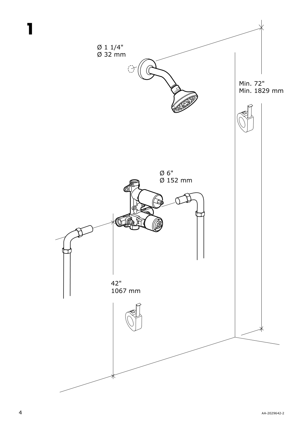 Assembly instructions for IKEA Voxnan showerhead with thermostatic faucet chrome plated | Page 4 - IKEA VOXNAN showerhead with thermostatic faucet 803.426.22