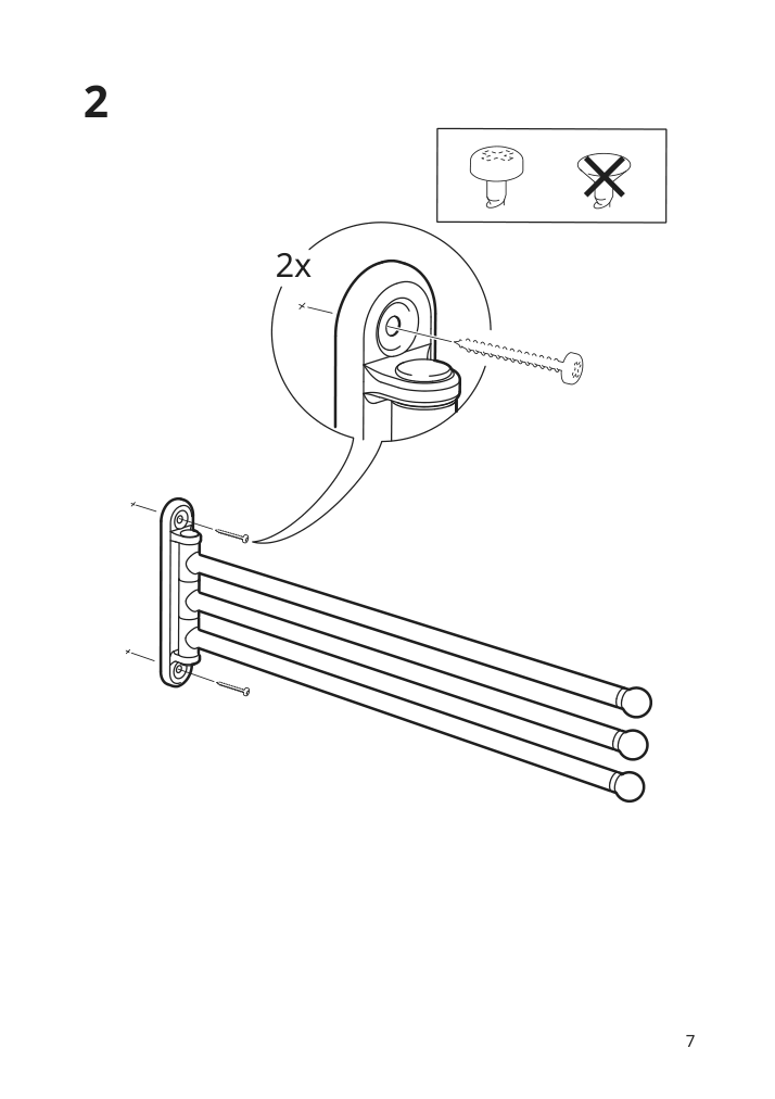 Assembly instructions for IKEA Voxnan towel holder 3 bars | Page 7 - IKEA VOXNAN towel holder, 3 bars 204.345.49