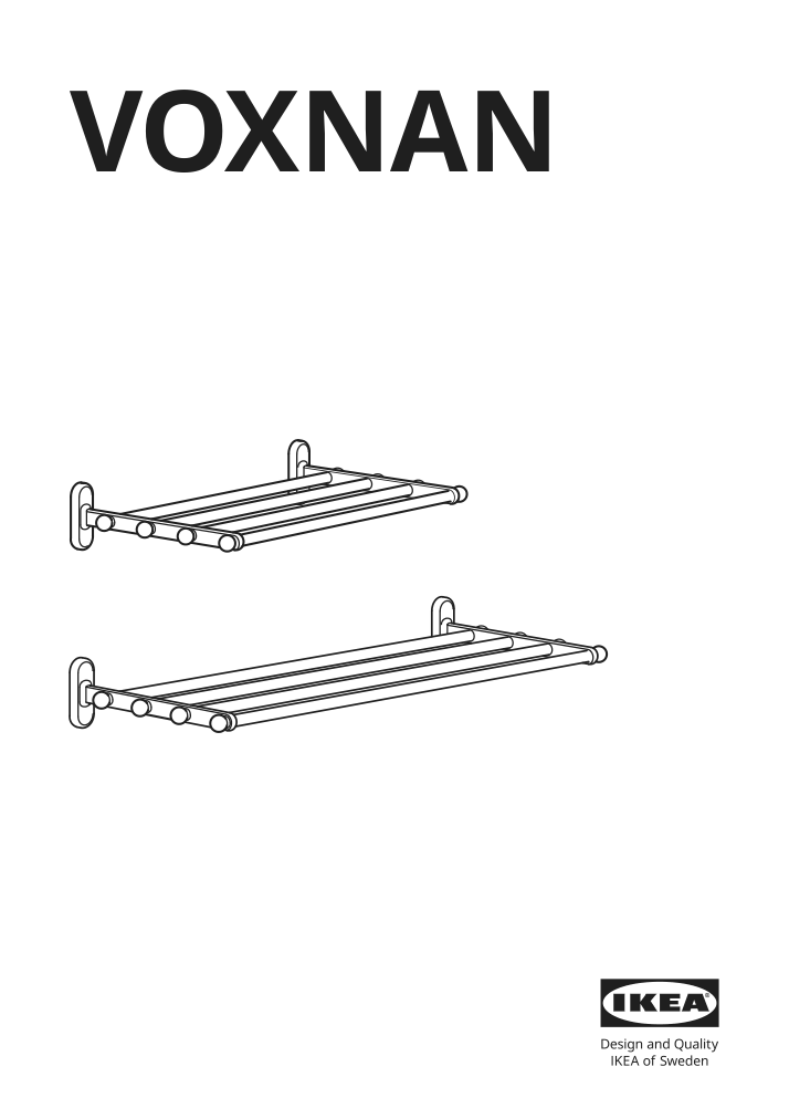 Assembly instructions for IKEA Voxnan wall shelf with towel rail chrome effect | Page 1 - IKEA VOXNAN wall shelf with towel rail 103.285.87