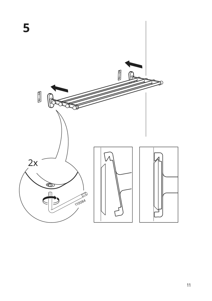 Assembly instructions for IKEA Voxnan wall shelf with towel rail chrome effect | Page 11 - IKEA VOXNAN wall shelf with towel rail 103.285.87