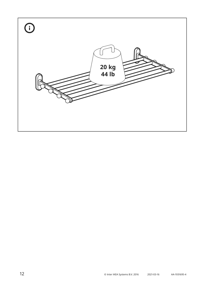 Assembly instructions for IKEA Voxnan wall shelf with towel rail chrome effect | Page 12 - IKEA VOXNAN wall shelf with towel rail 103.285.87