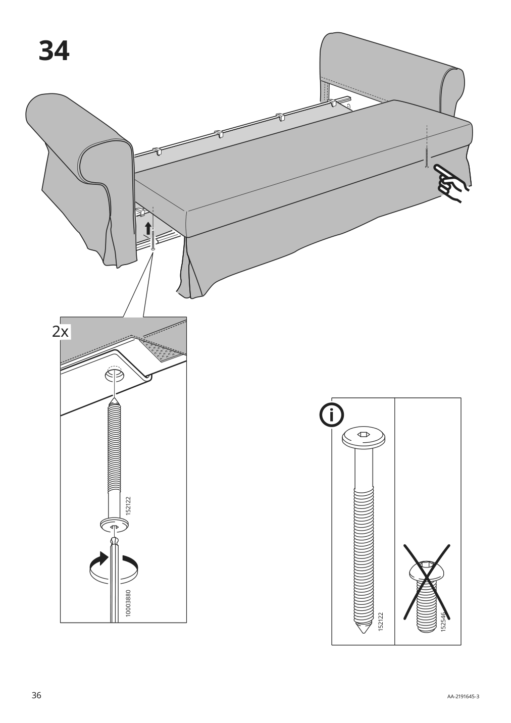 Assembly instructions for IKEA Vretstorp frame for sleeper sofa | Page 36 - IKEA VRETSTORP sleeper sofa 094.912.54