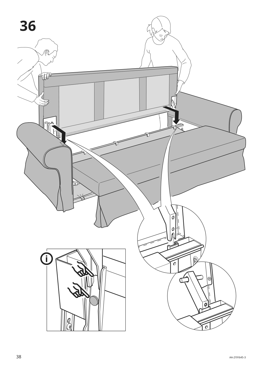 Assembly instructions for IKEA Vretstorp frame for sleeper sofa | Page 38 - IKEA VRETSTORP sleeper sofa 094.912.54