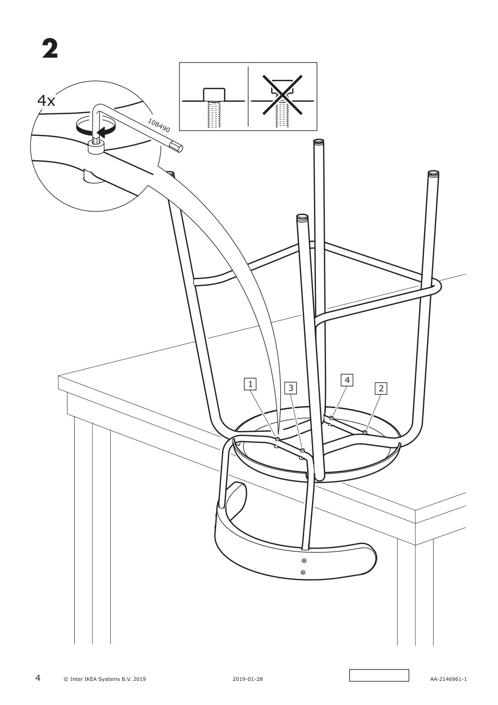 Assembly instructions for IKEA Yngvar bar stool anthracite | Page 4 - IKEA YNGVAR bar stool 604.007.45