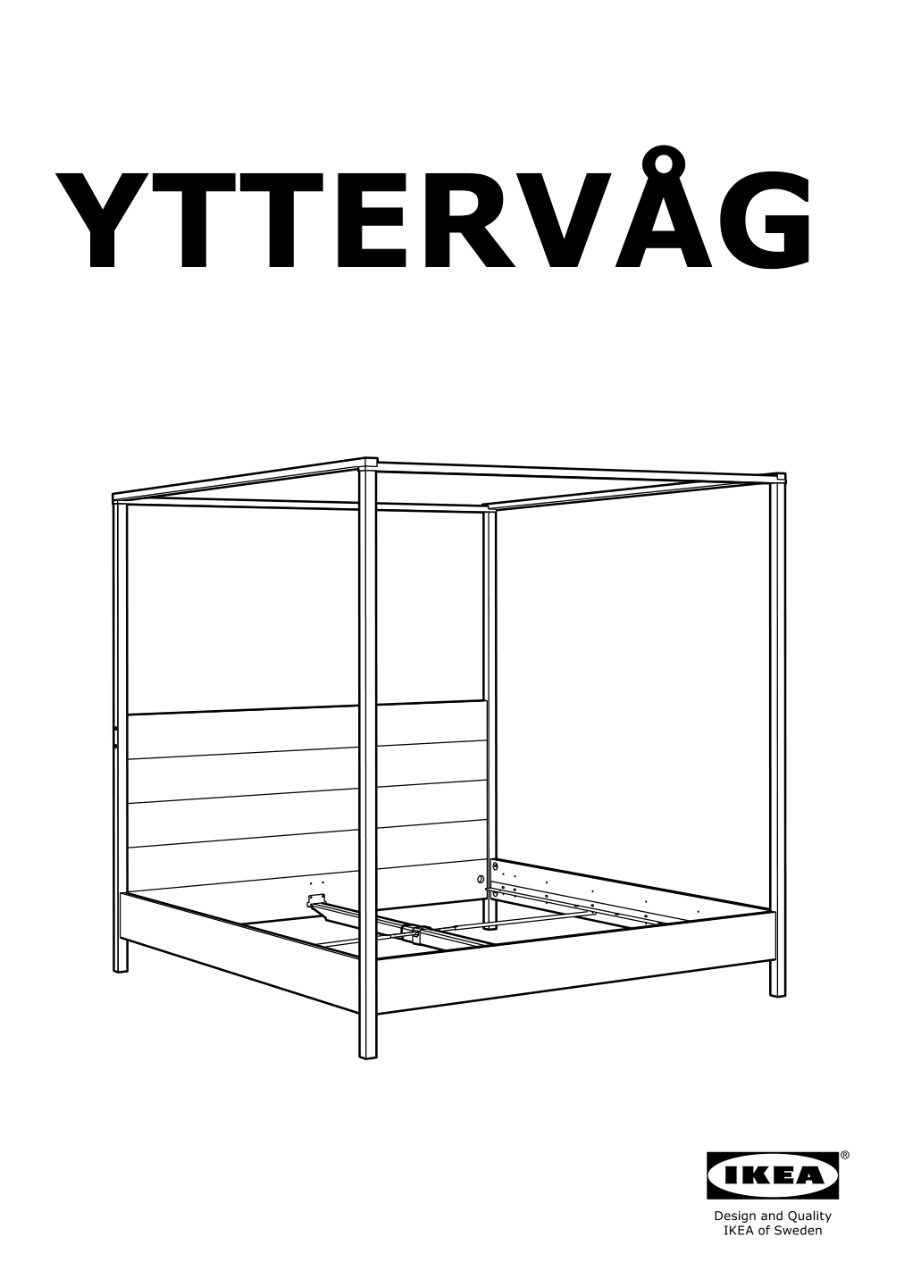 Assembly instructions for IKEA Yttervag four poster bed frame gray brown wood | Page 1 - IKEA YTTERVÅG four-poster bed frame 495.200.80