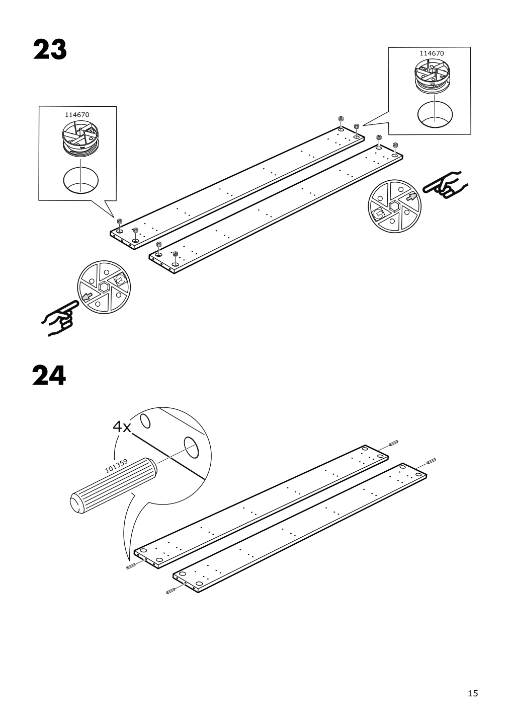 Assembly instructions for IKEA Yttervag four poster bed frame black wood | Page 15 - IKEA YTTERVÅG four-poster bed frame 095.200.77