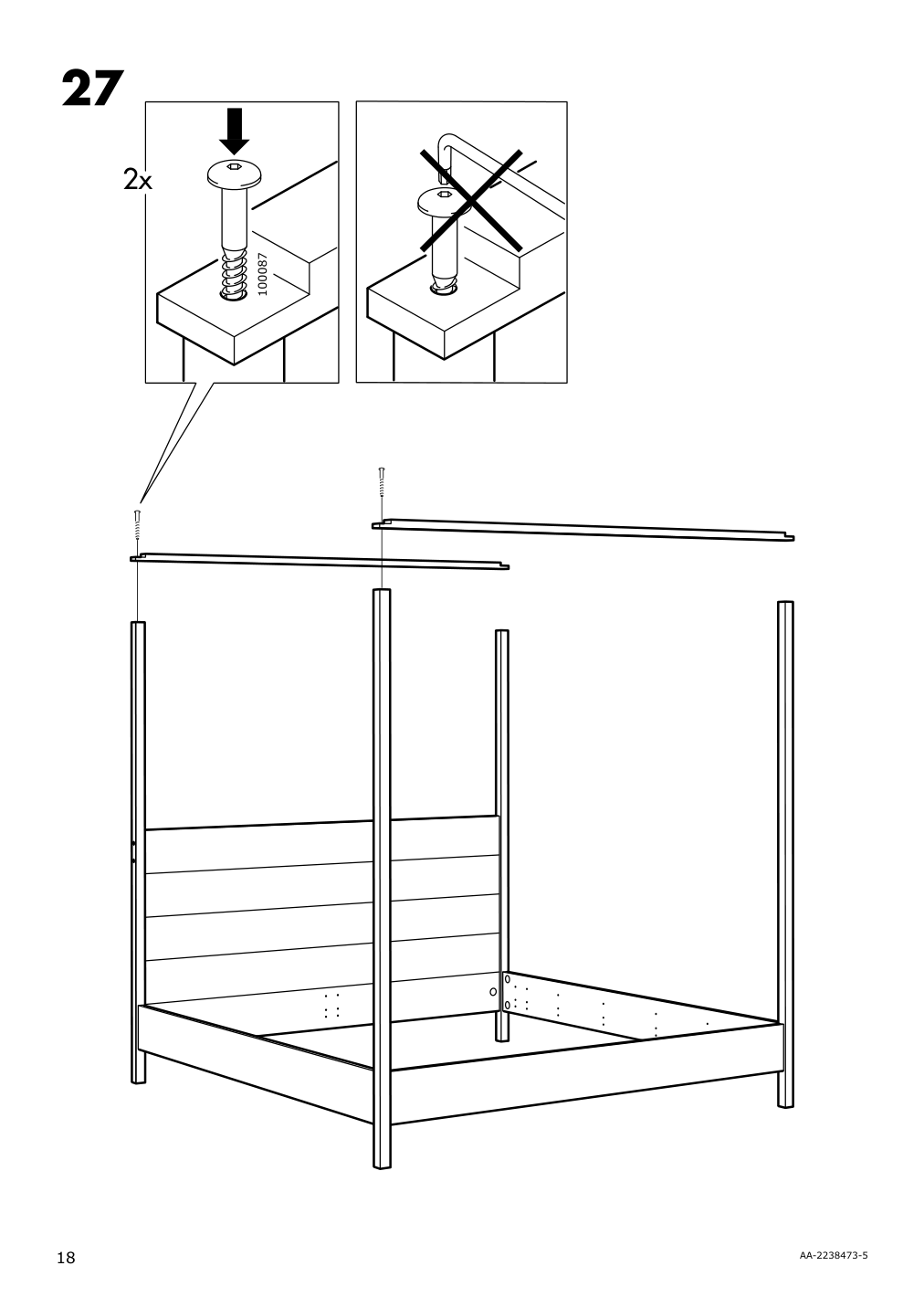 Assembly instructions for IKEA Yttervag four poster bed frame black wood | Page 18 - IKEA YTTERVÅG four-poster bed frame 195.166.64