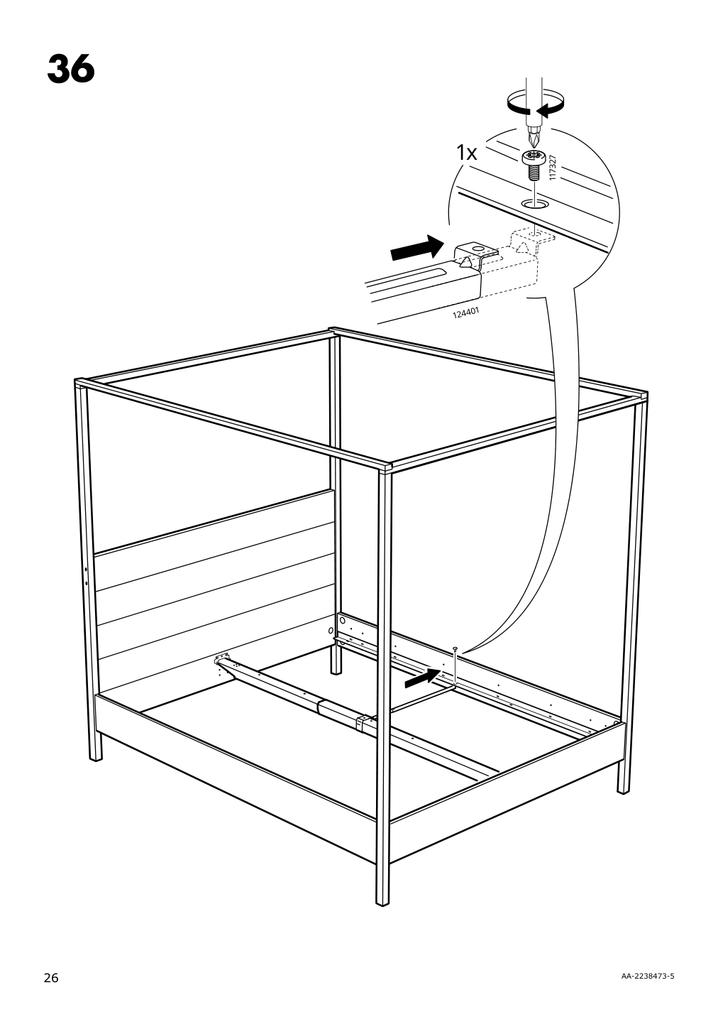 Assembly instructions for IKEA Yttervag four poster bed frame gray brown wood | Page 26 - IKEA YTTERVÅG four-poster bed frame 495.200.80