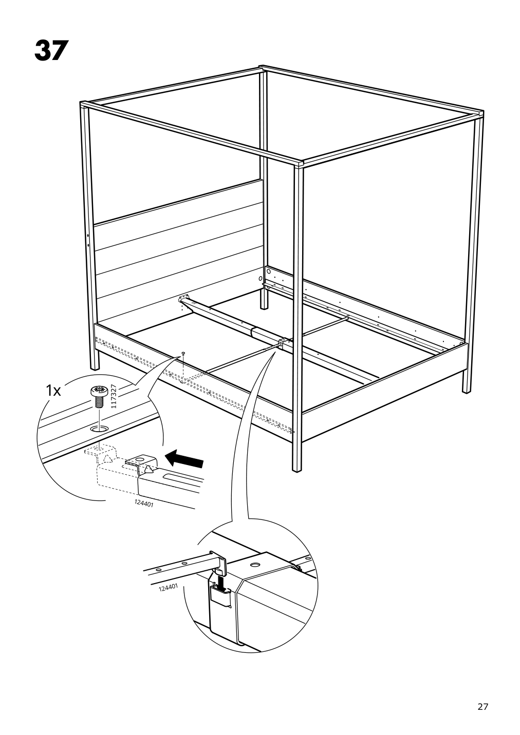 Assembly instructions for IKEA Yttervag four poster bed frame gray brown wood | Page 27 - IKEA YTTERVÅG four-poster bed frame 495.200.80