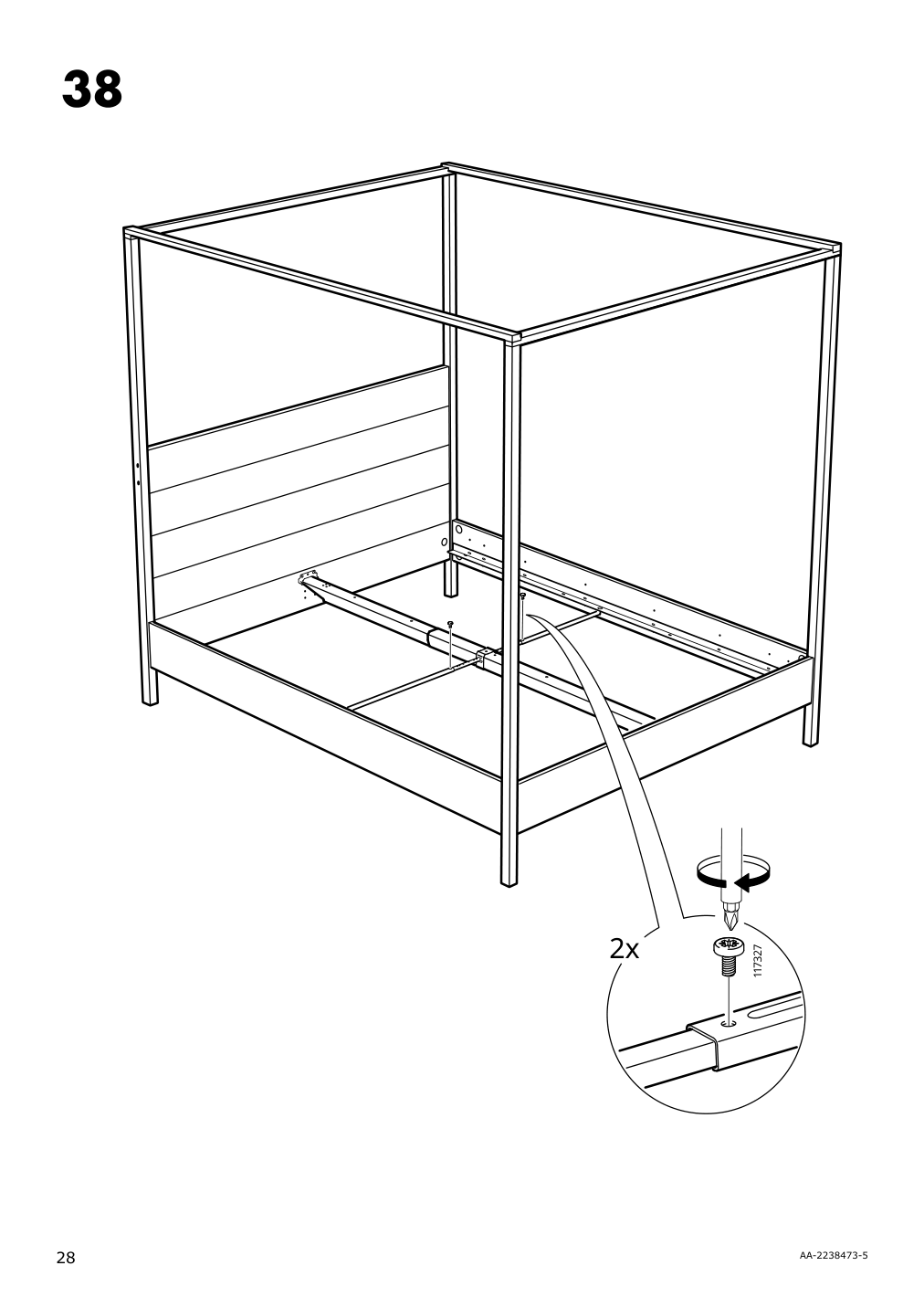 Assembly instructions for IKEA Yttervag four poster bed frame black wood | Page 28 - IKEA YTTERVÅG four-poster bed frame 595.166.62