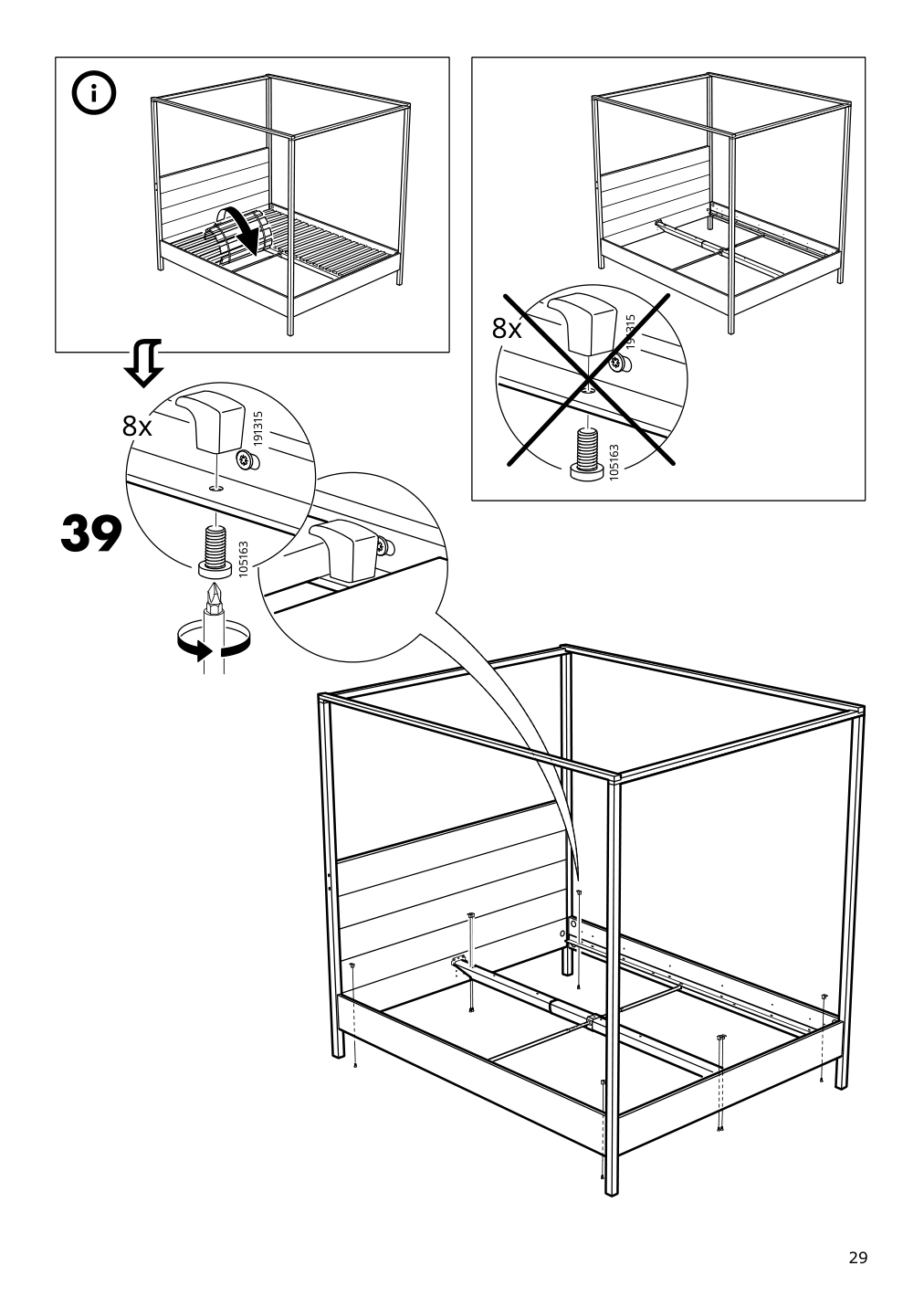 Assembly instructions for IKEA Yttervag four poster bed frame black wood | Page 29 - IKEA YTTERVÅG four-poster bed frame 195.166.64