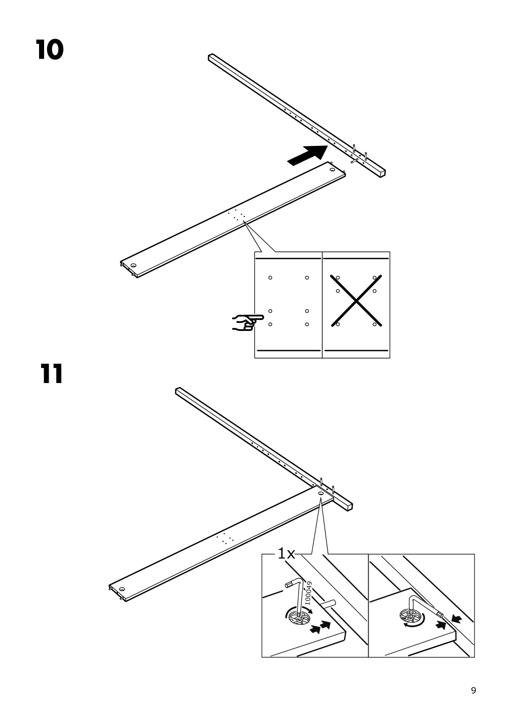 Assembly instructions for IKEA Yttervag four poster bed frame black wood | Page 9 - IKEA YTTERVÅG four-poster bed frame 095.200.77